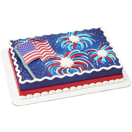 CAKEDRAKE Patriotic Theme USA Flag-Cake Decor Lay-On 2 pcs for 4th of July CD-DCP-38869-2pcs